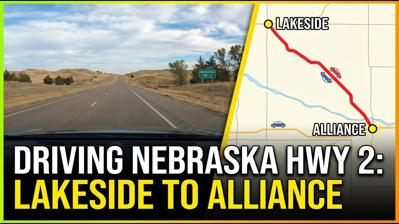 Driving on Nebraska Highway 2 from Lakeside to Alliance