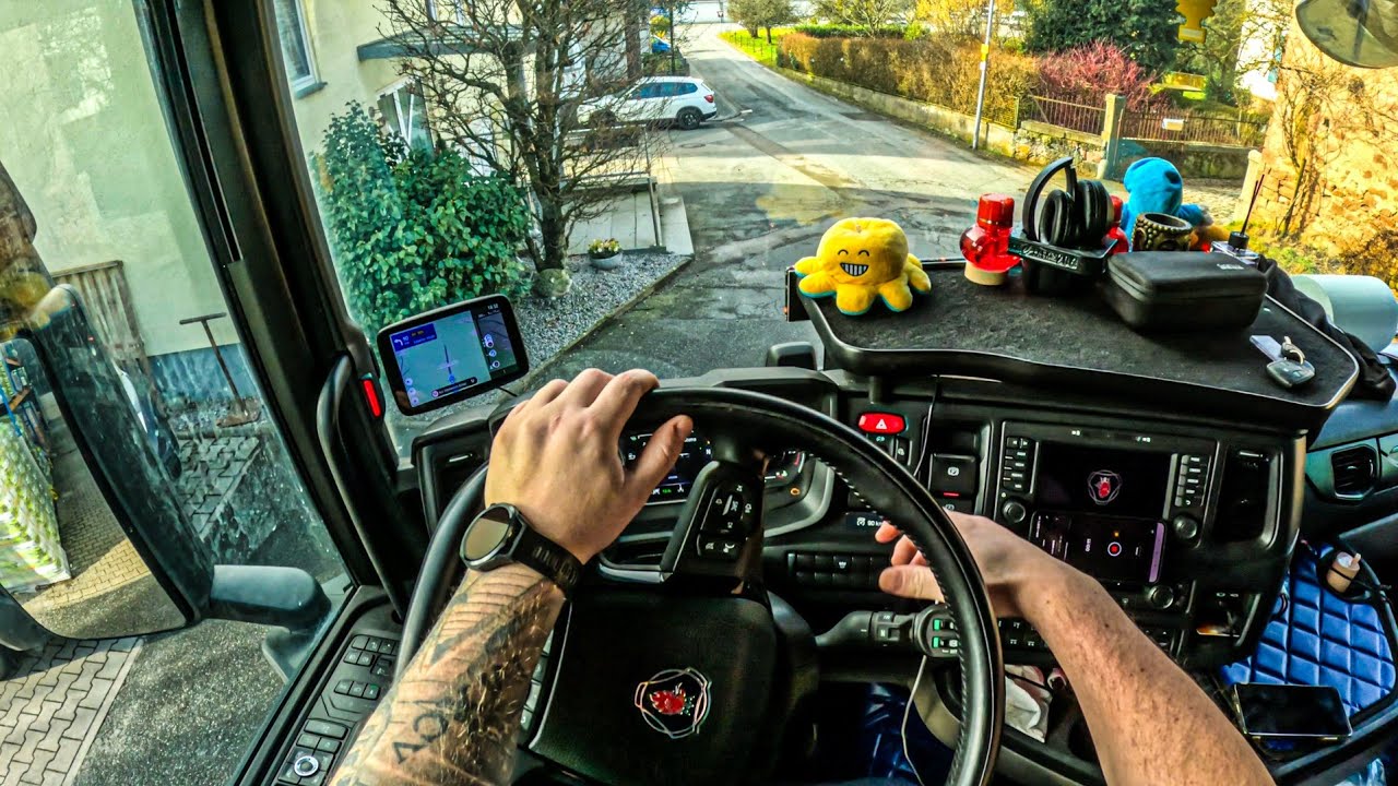 ASMR 🇩🇪 POV Truck Driving Scania R500 | Germany Beautiful Furth City Drive | 4k HD |