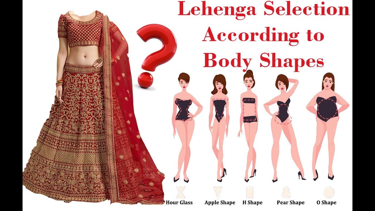 Bridal Lehenga selection for body shapes: slim, fat, pear, apple, hour glass & curvy bride