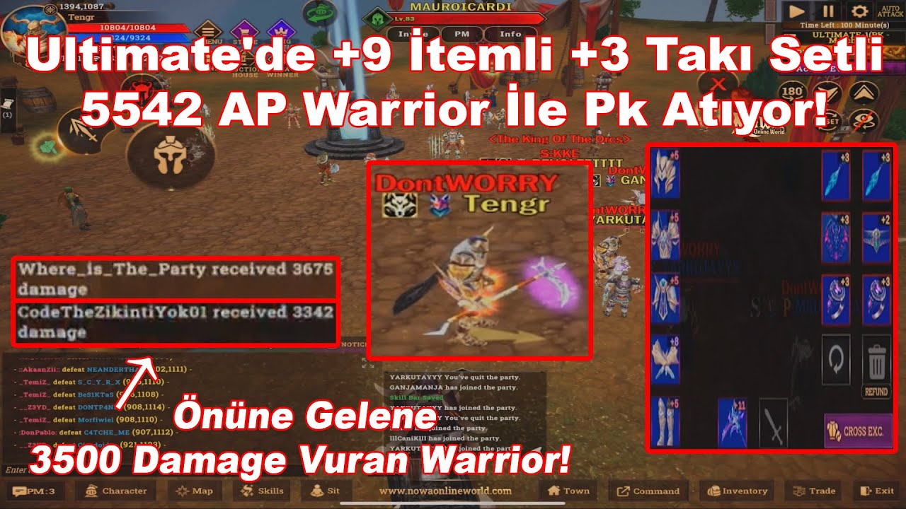 Audrianna - Ultimate'de +9 İtemli +3 Takı Setli 5542 AP Warrior İle Pk Atıyor! | Nowa Online