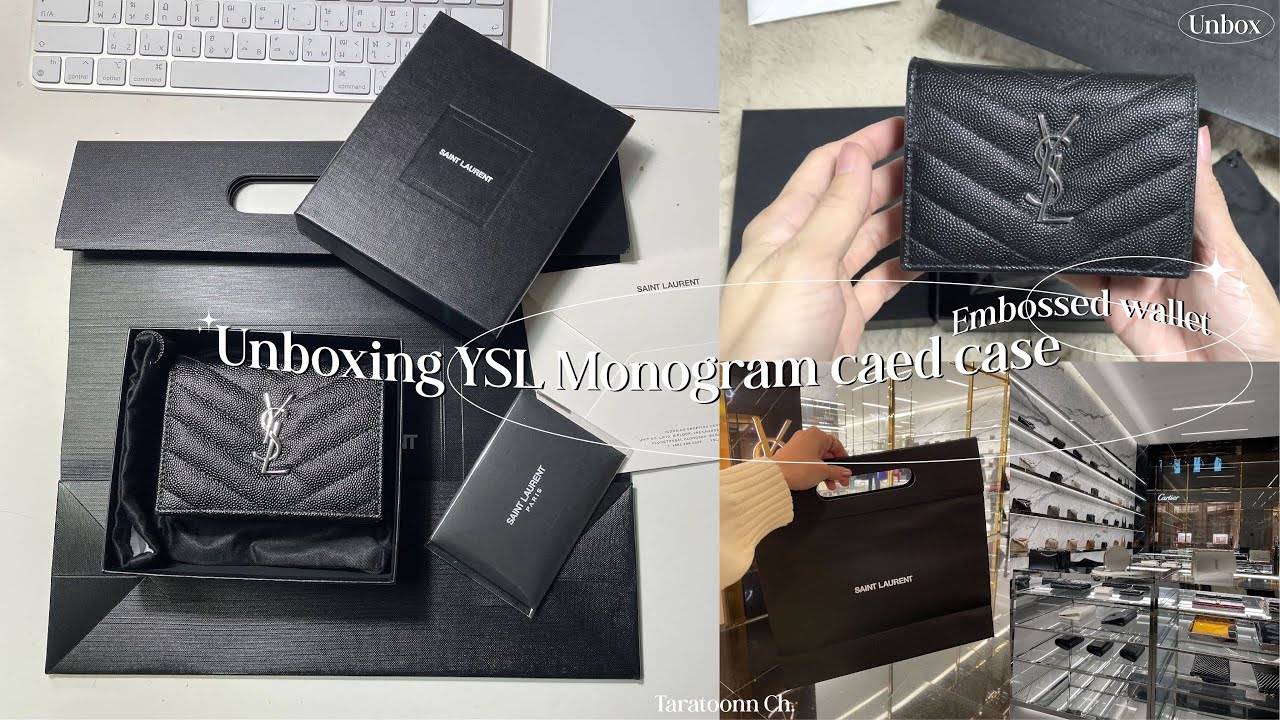 Unboxing YSL wallet | YSL Monogram card case in grain de Poudre embossed leather | Taratoonn 🤍💸✨
