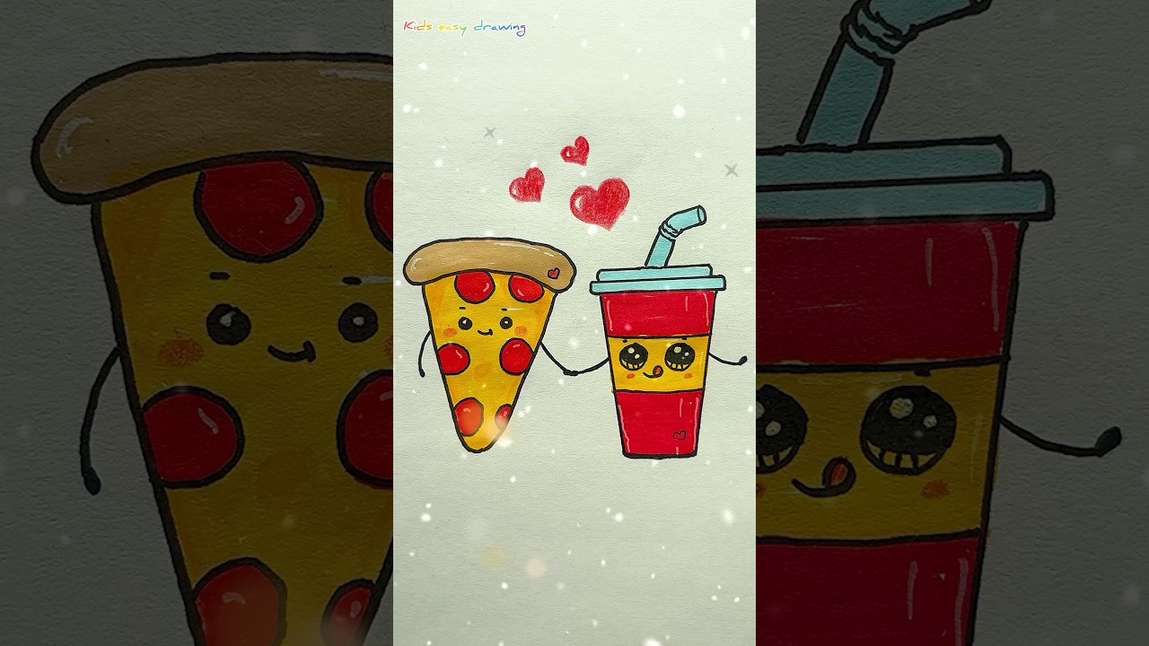 Cute Pizza Cold Drinks drawing when you're bored #drawing #art #cute #shortvideo #shortsfeed #shorts