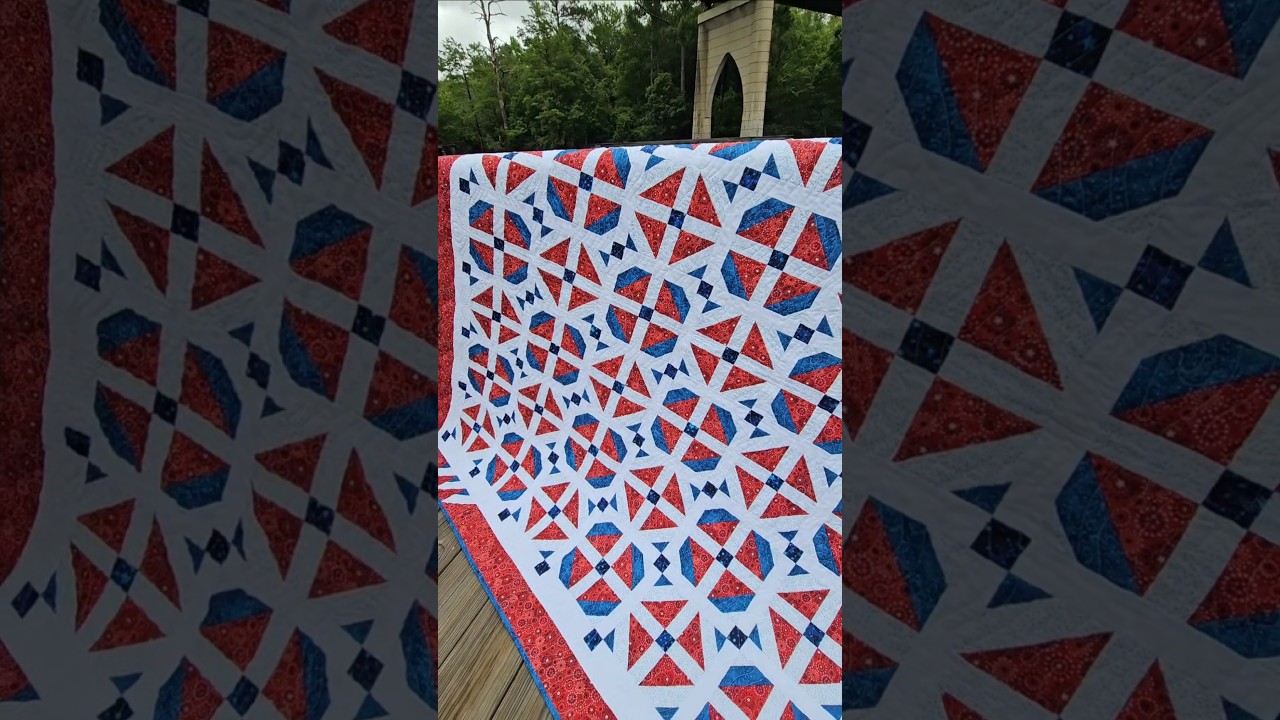 A quick look at one of my newest finishes, a patriotic quilt. Red, white, and blue.