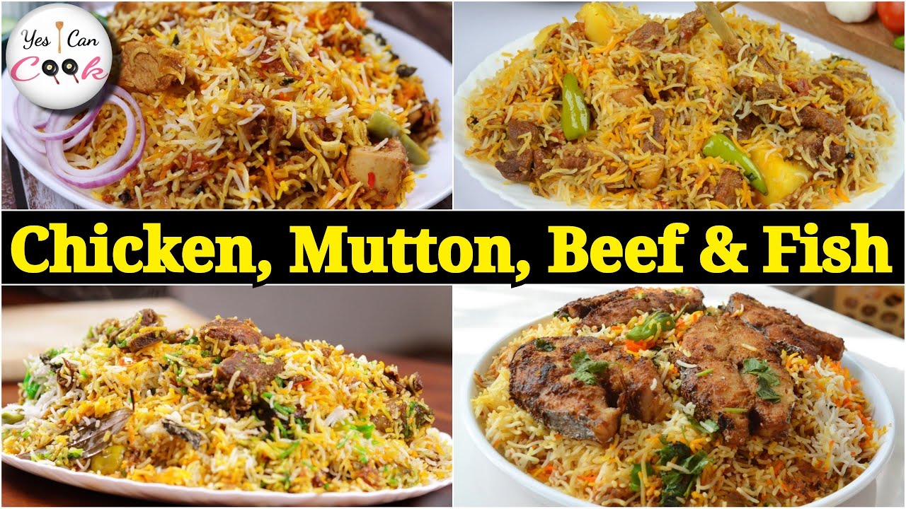 Mutton ❗️ Chicken ❗️ Beef ❗️ Fish Biryani Recipes by (YES I CAN COOK)
