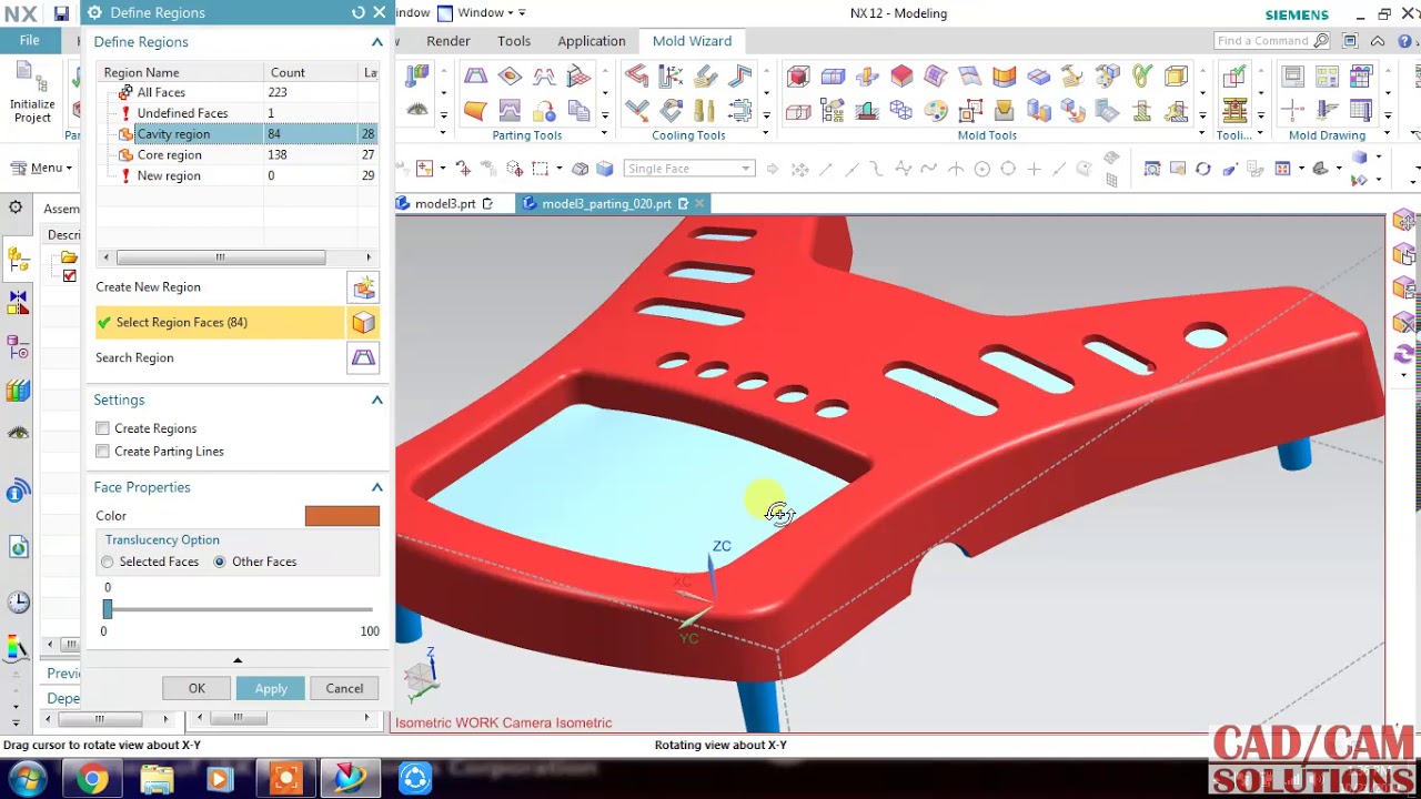 NX MOLD #Define Regions #Parting Surface #Define Cavity and Core