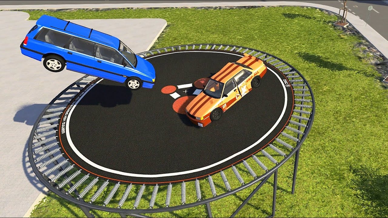 Crazy Vehicle Jumps On Giant Trampoline #3 (Crash Test) - BeamNG.drive Insane Jumps