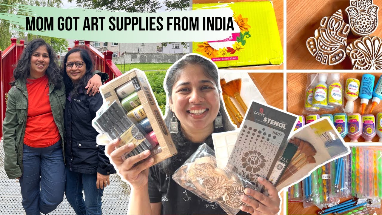 Showing Art Supplies my MOM got from India I India Art & Craft Supplies Haul - Interesting items