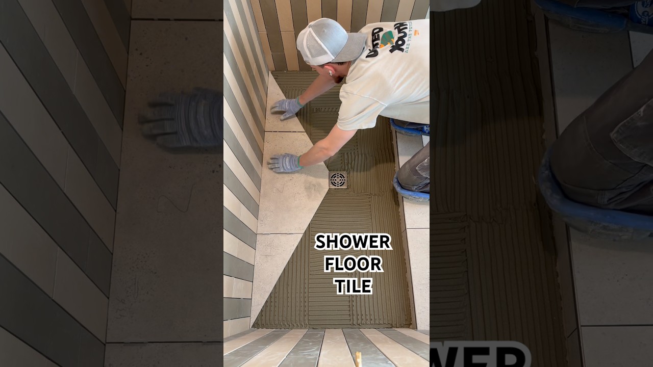 How to install tile floor in the shower #works #asmr #diy #constructionchannel #home #satisfying