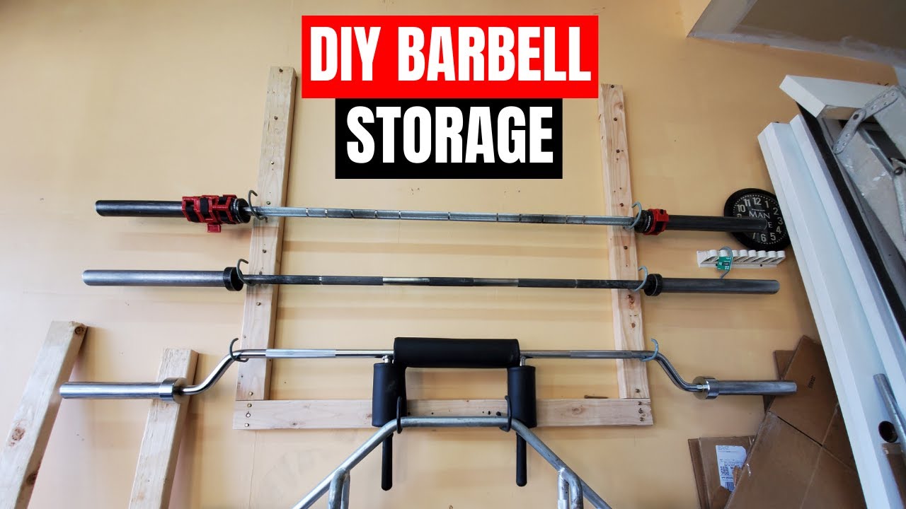 Barbell Storage DIY - Horizontal Barbell Storage For Home Gym