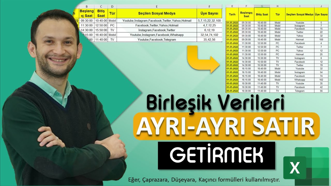 Hücre İçinde Birleşik Veri Her Satıra Ayrı Ayrı Getirmek