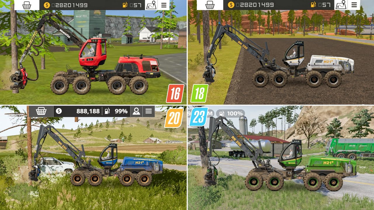 Fs16 vs Fs18 vs Fs20 vs Fs23 | Forestry Comparison | Timelapse |