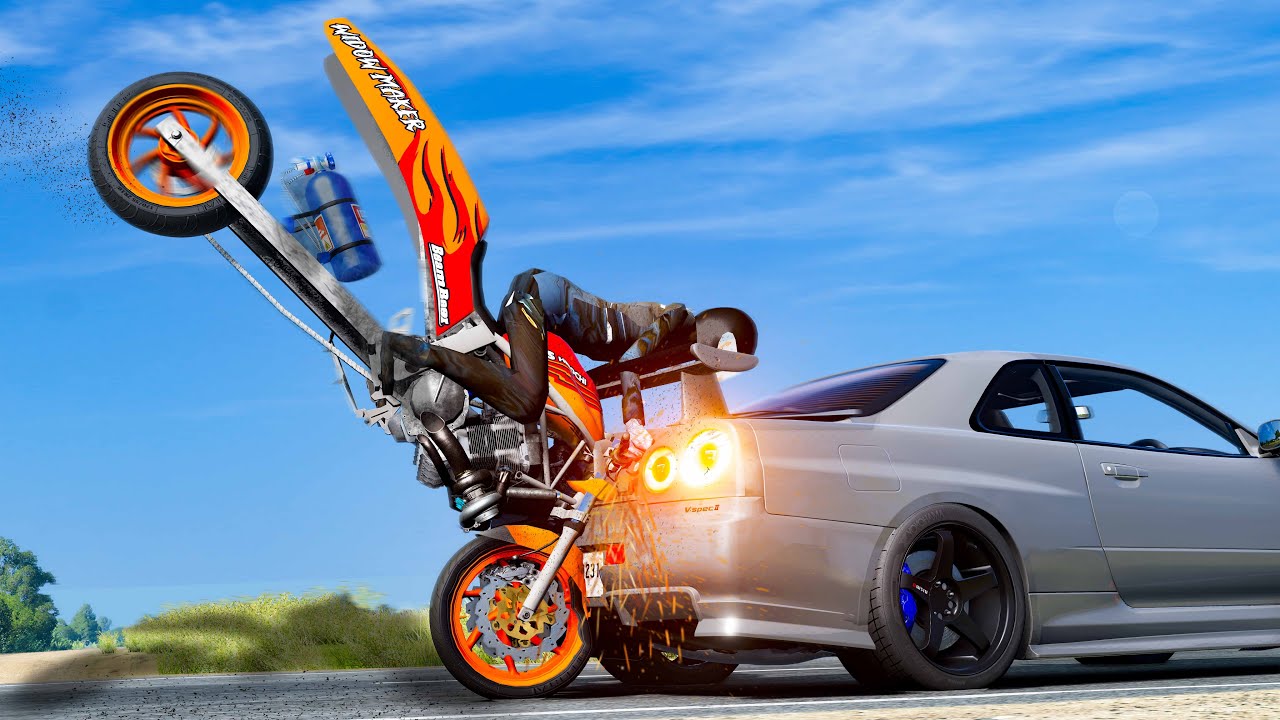 Motorcycle Fails & Extreme Crashes - Beamng drive