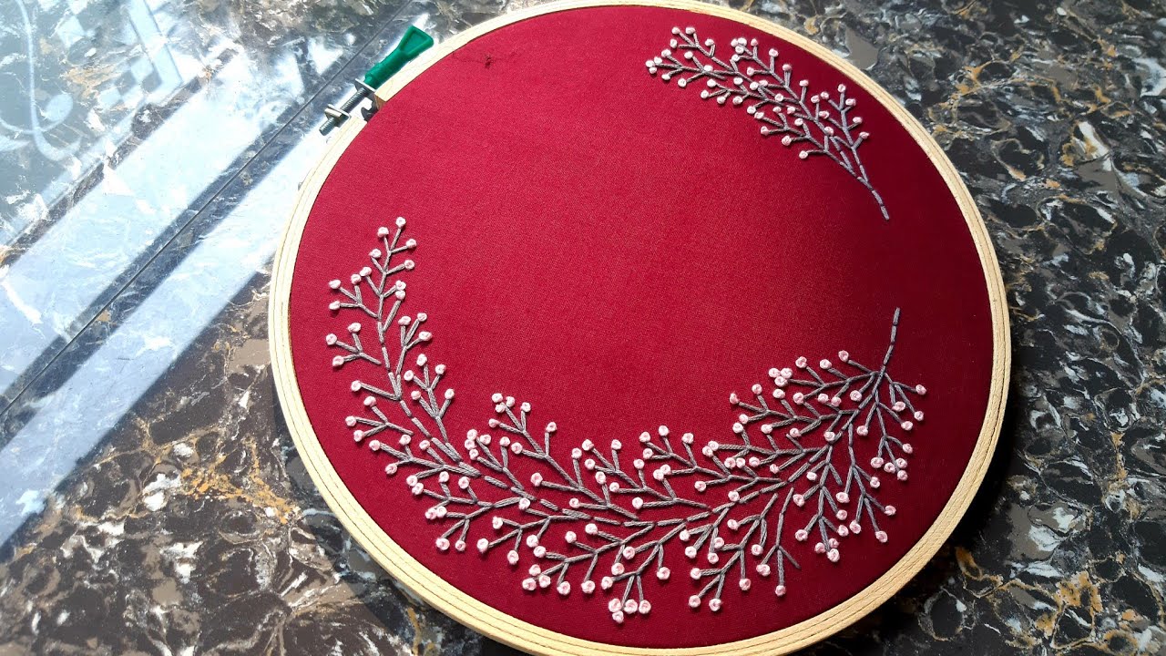 Easy Hand Embroidery: Simple Embroidery design with Fishbone and French Knot Stitch || Artometry
