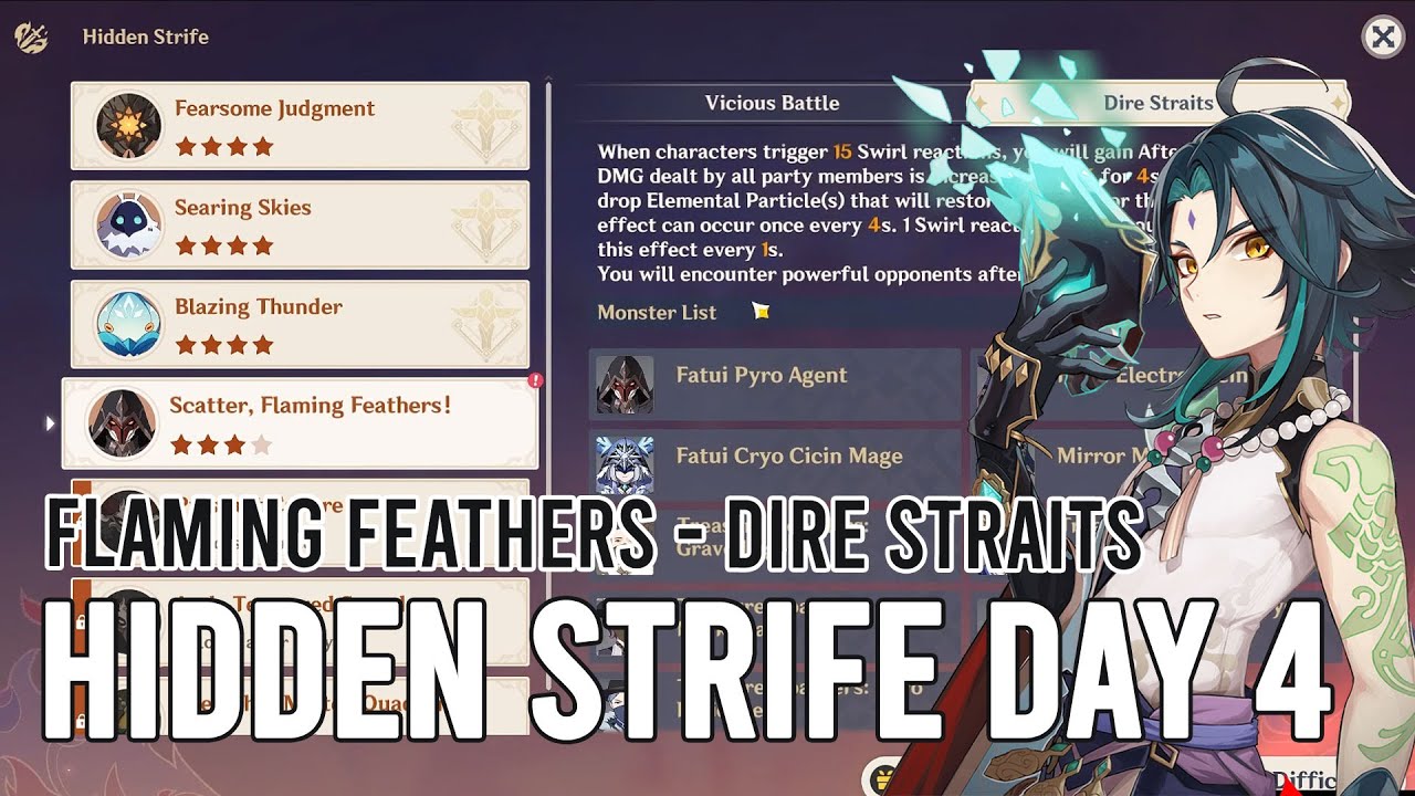 Xiao vs Hidden Strife Day 4 Scatter, Flaming Feathers! - Dire Straits | Genshin Impact