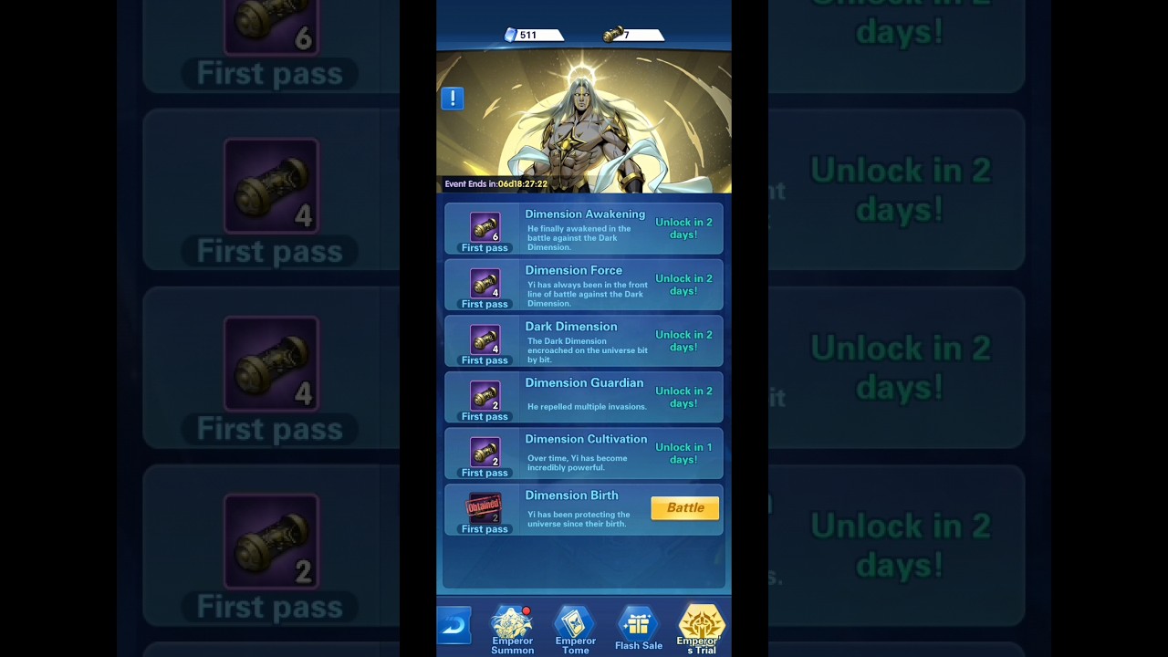 Epic Heroes Emperor Descends, Emperor's Trail 1 : Dimension Birth