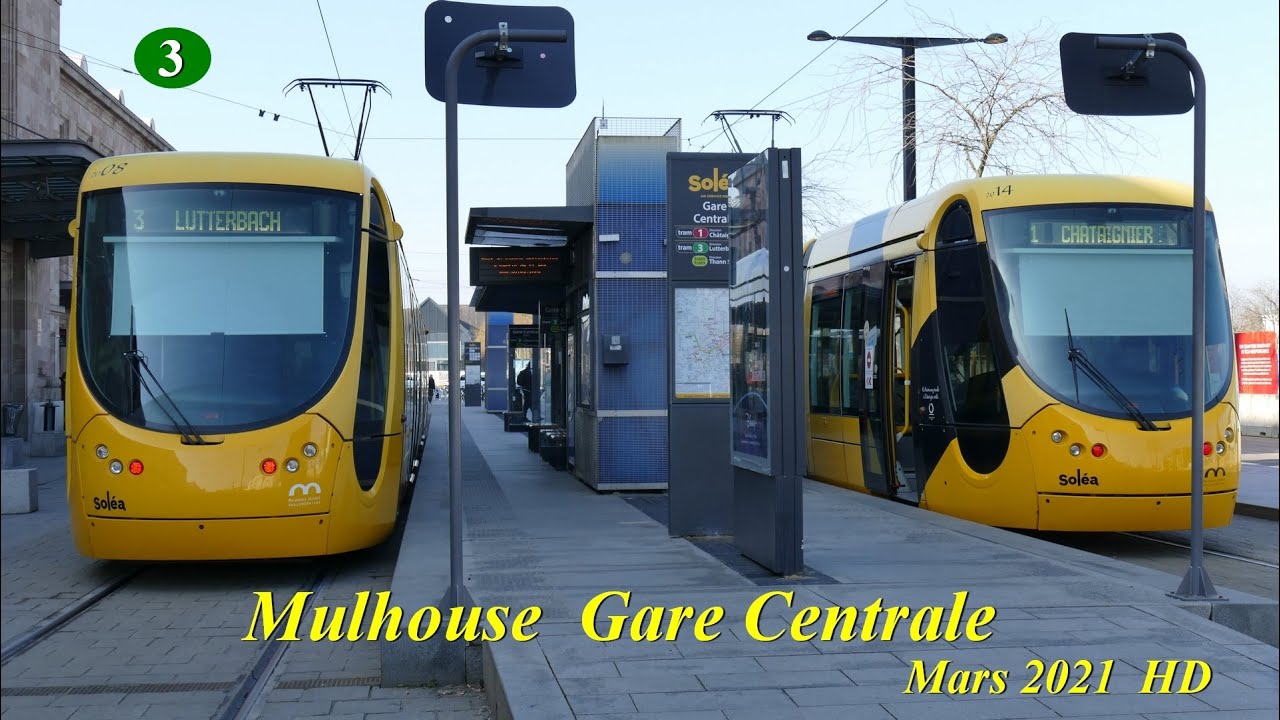 Tram Soléa ligne 3 Mulhouse Gare centrale - Lutterbach Gare. Cab ride