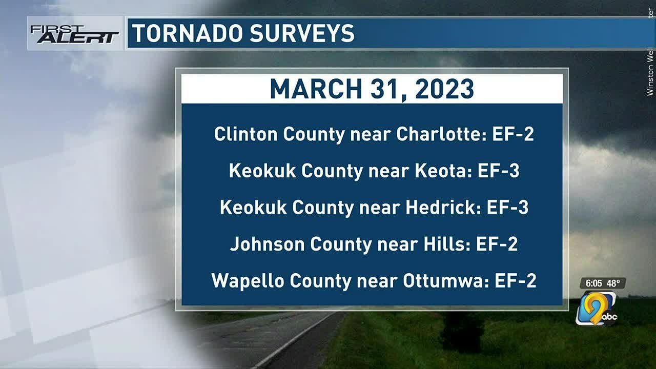 Several tornadoes in eastern Iowa receive preliminary EF-scale ratings