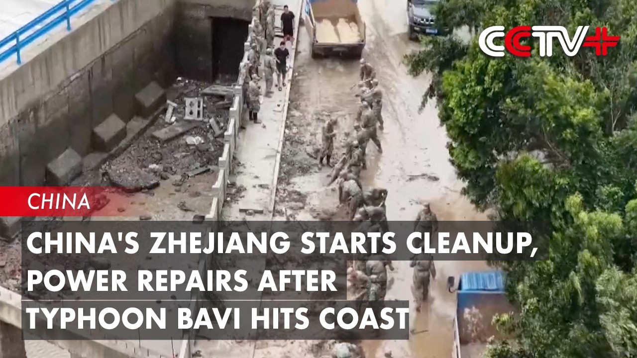 China's Zhejiang Starts Cleanup, Power Repairs After Typhoon Bavi Hits Coast