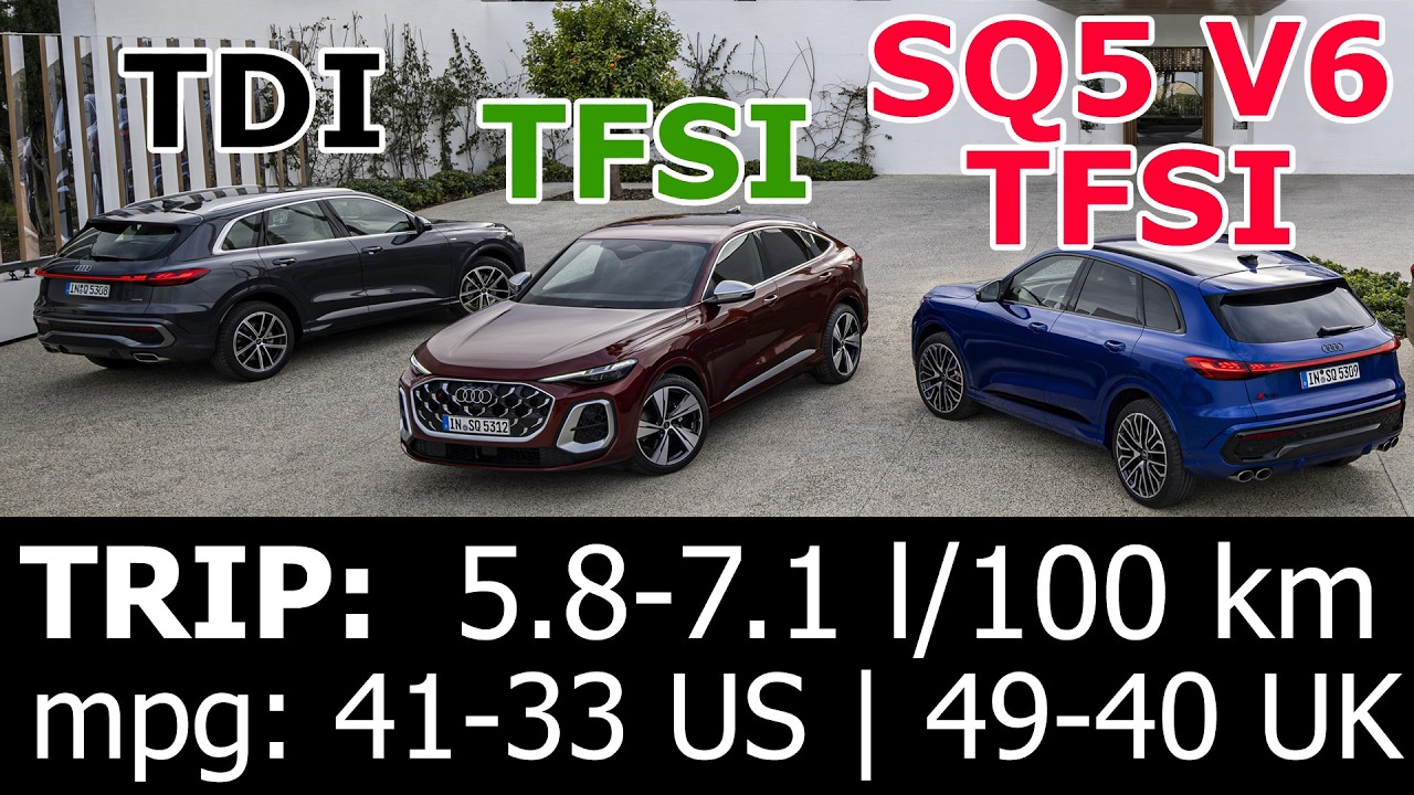Audi Q5: TDI, TFSI, SQ5 V6: trip drive with fuel consumption economy test mpg: city, urban, highway