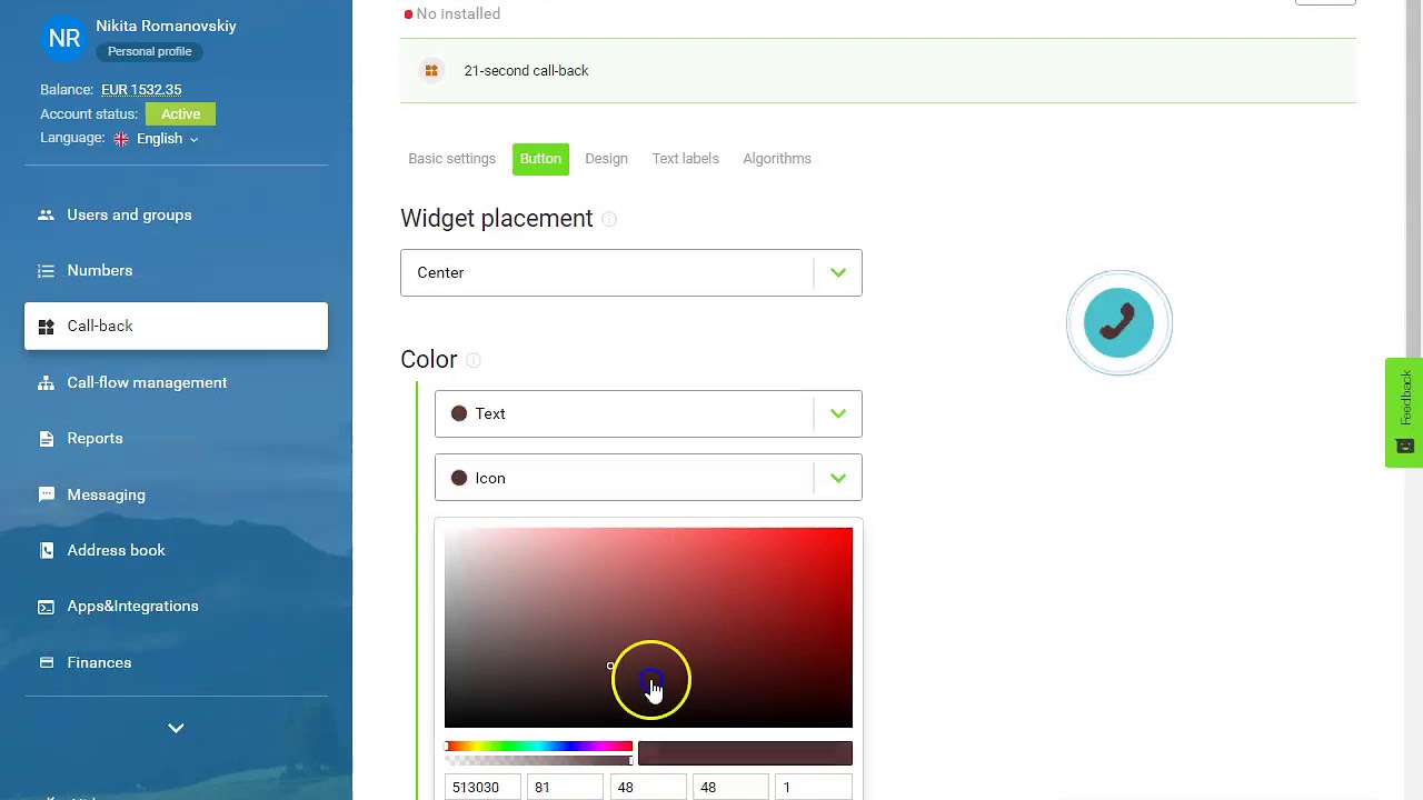 Set up the Call-back widget | Dzinga tutorial