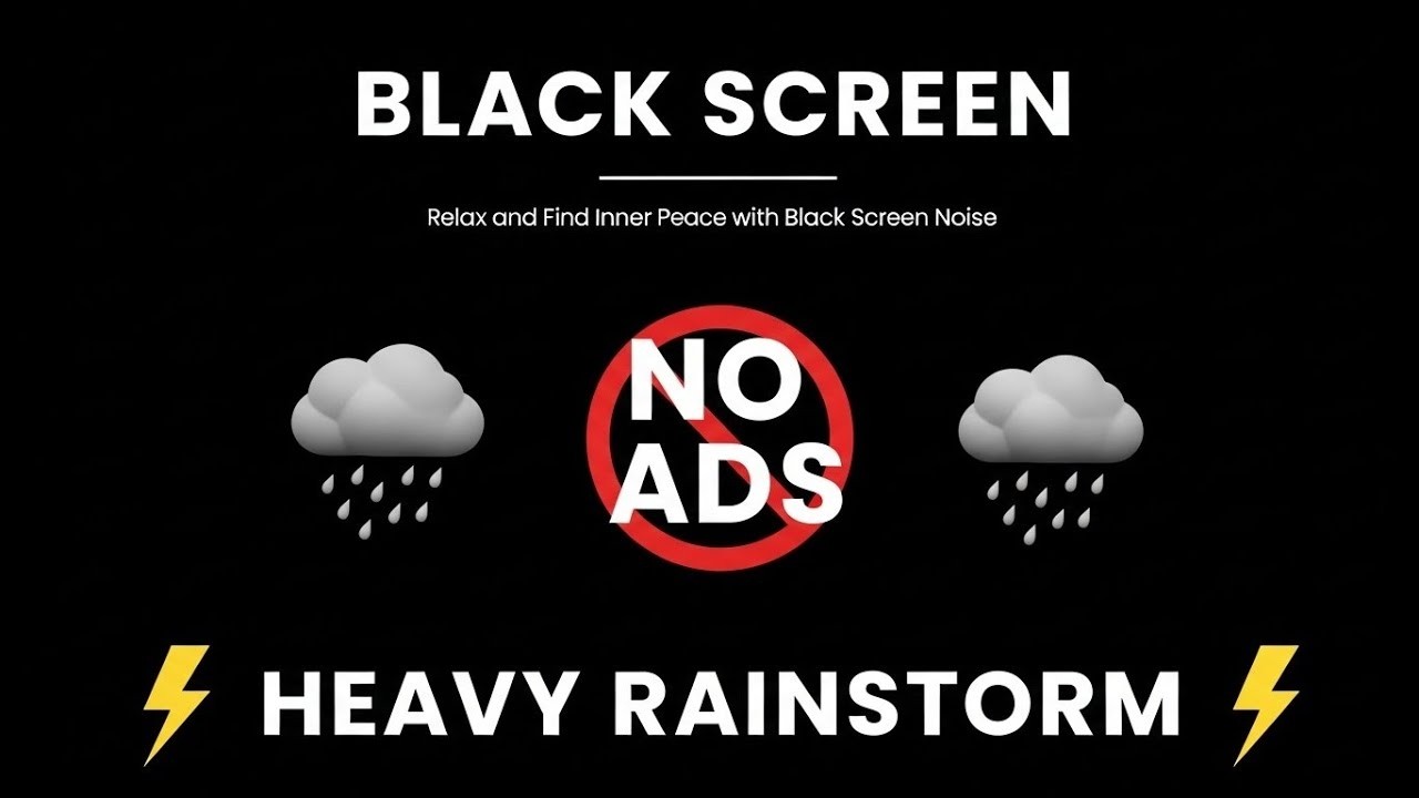 🔴 Heavy Rain and Thunder Sounds for Sleeping – Black Screen | Fall Asleep Fast with Thunderstorm