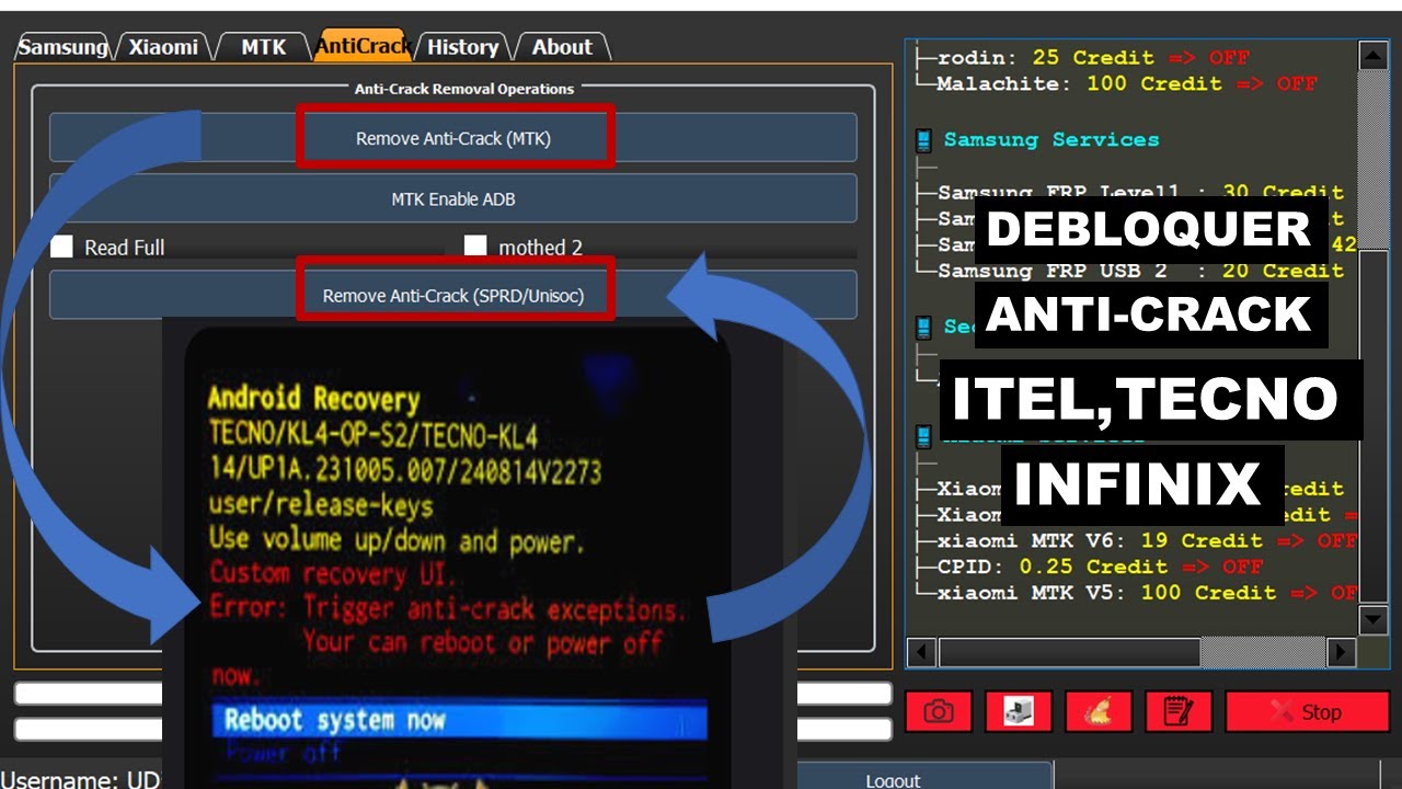Débloquer Anti-crack , MDM tecno, infinix, itel ,Samsung facilement
