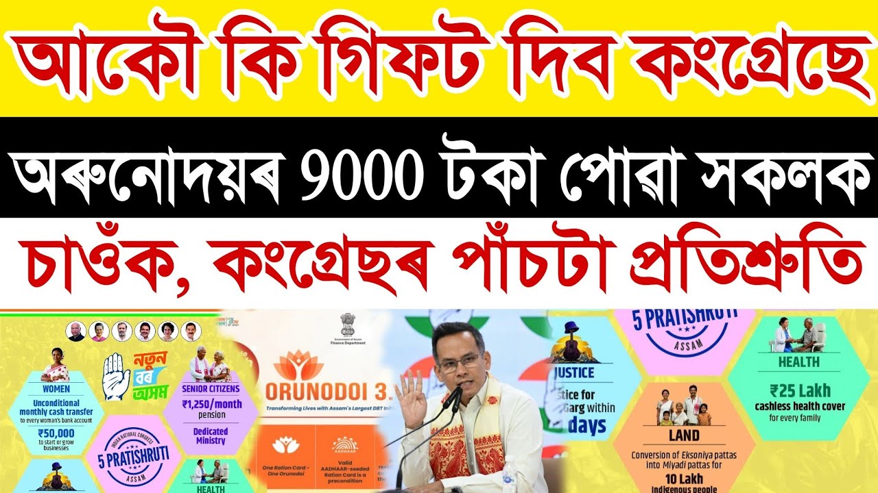 Orunodoi Scheme Big Update | Congress Guarantees Explained | Assam Politics News | Orunadoi  update