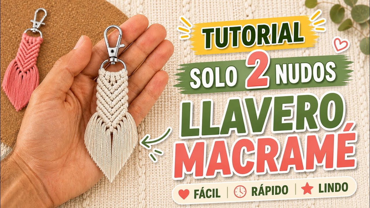 Tutorial llavero macramé 2 nudos 🪢 PASO A PASO ✨ macrame keychain 2 knots 🗝️