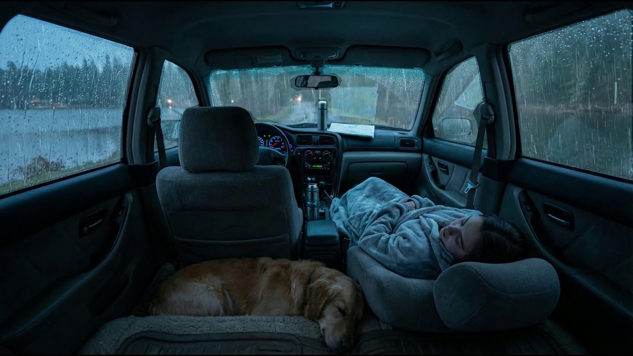 ULTRA DEEP SLEEP: Cozy Car Ride ASMR, Rain on Window POV, Sleeping Woman & Pet Ambience