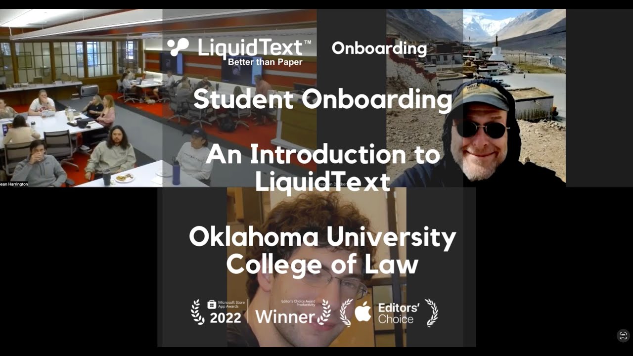 Oklahoma University College of Law  LiquidText Launch Orientation for Students