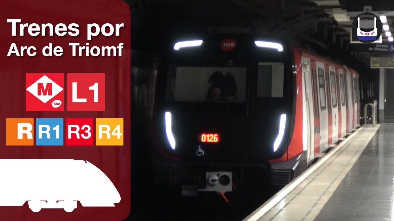 Trenes por Arc de Triomf | Metro L1, Rodalies R1, R3, R4