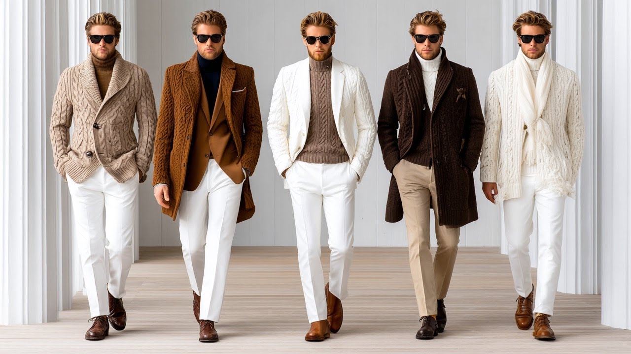 Коллекция мужской одежды Ralph Lauren зима 2025/26 | Идеи образов в коричневых и кремовых тонах д...