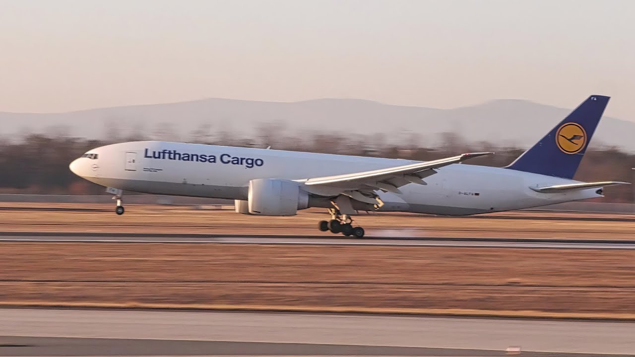 LUFTHANSA CARGO BOEING 777F Landing at Frankfurt Airport