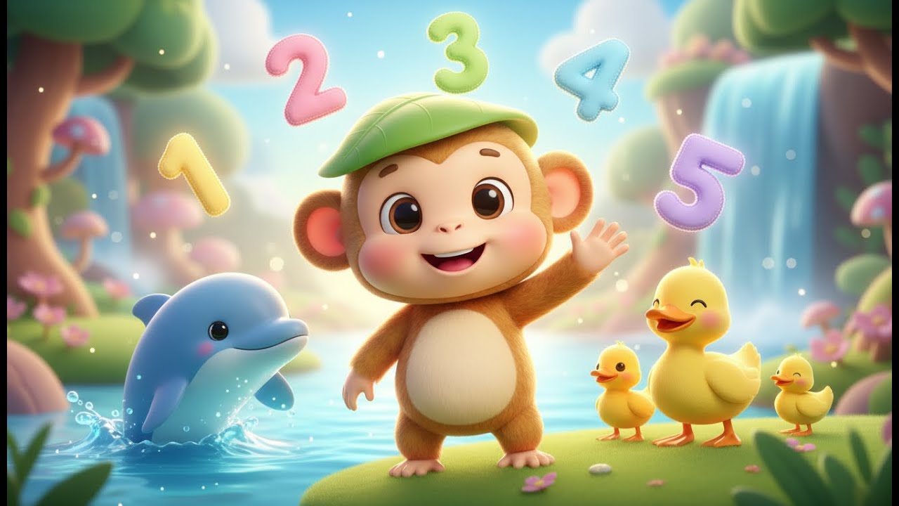 Kinderlieder Deutsch 🎶 | Kleiner Affe im Wald 🐒 | Zahlenlied | Delfin & Entenfamilie