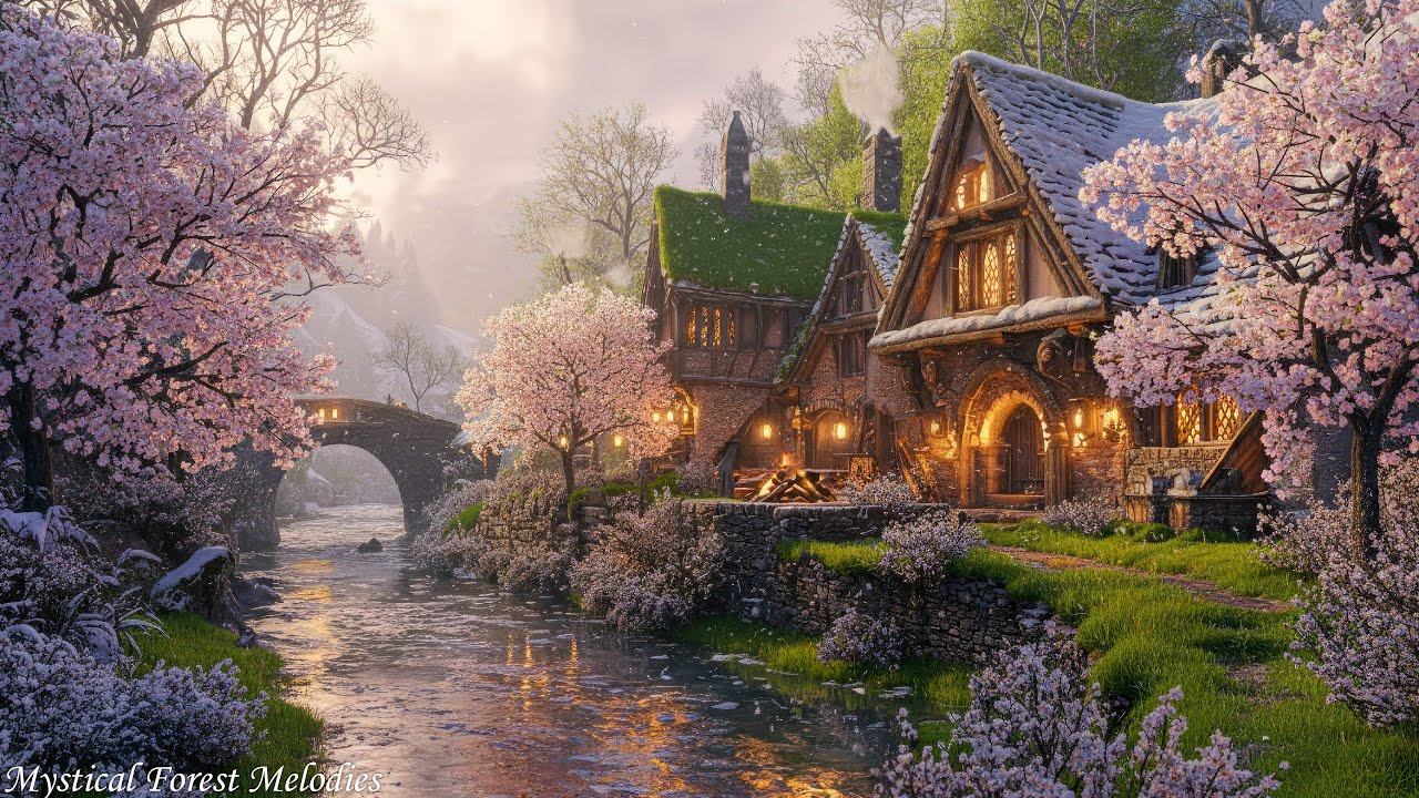 Enchanted Magical Forest Ambience - Fairy Village in the Forest - Crickets, Frogs, Trickling Stream