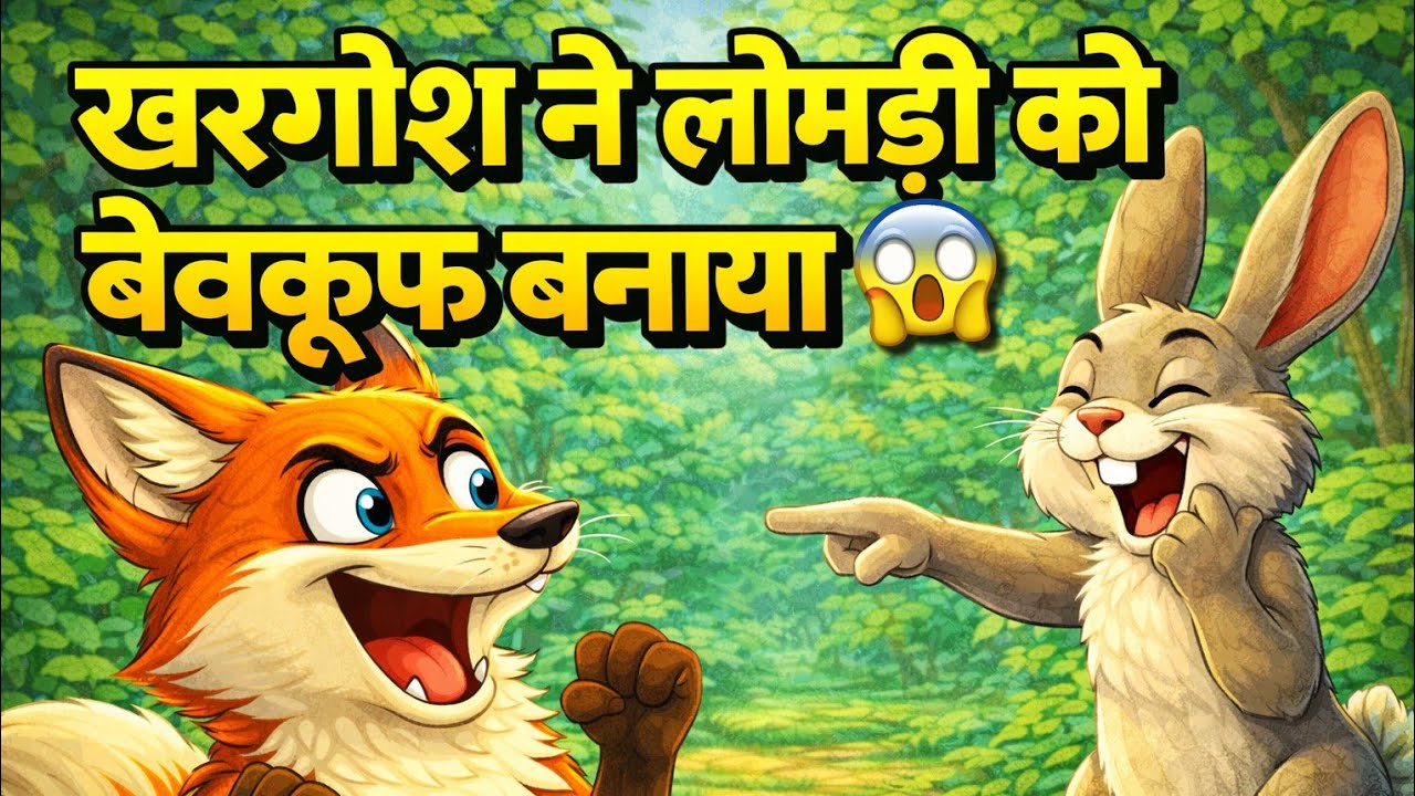 मजेदार लोमड़ी और चालाक खरगोश 🦊🐰 | Funny Jungle Story | Hindi Moral Story for Kids
