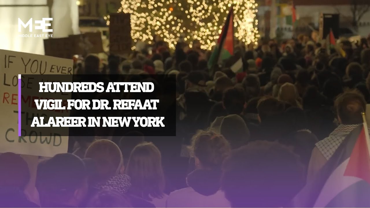 Hundreds attend vigil for Dr. Refaat Alareer in New York
