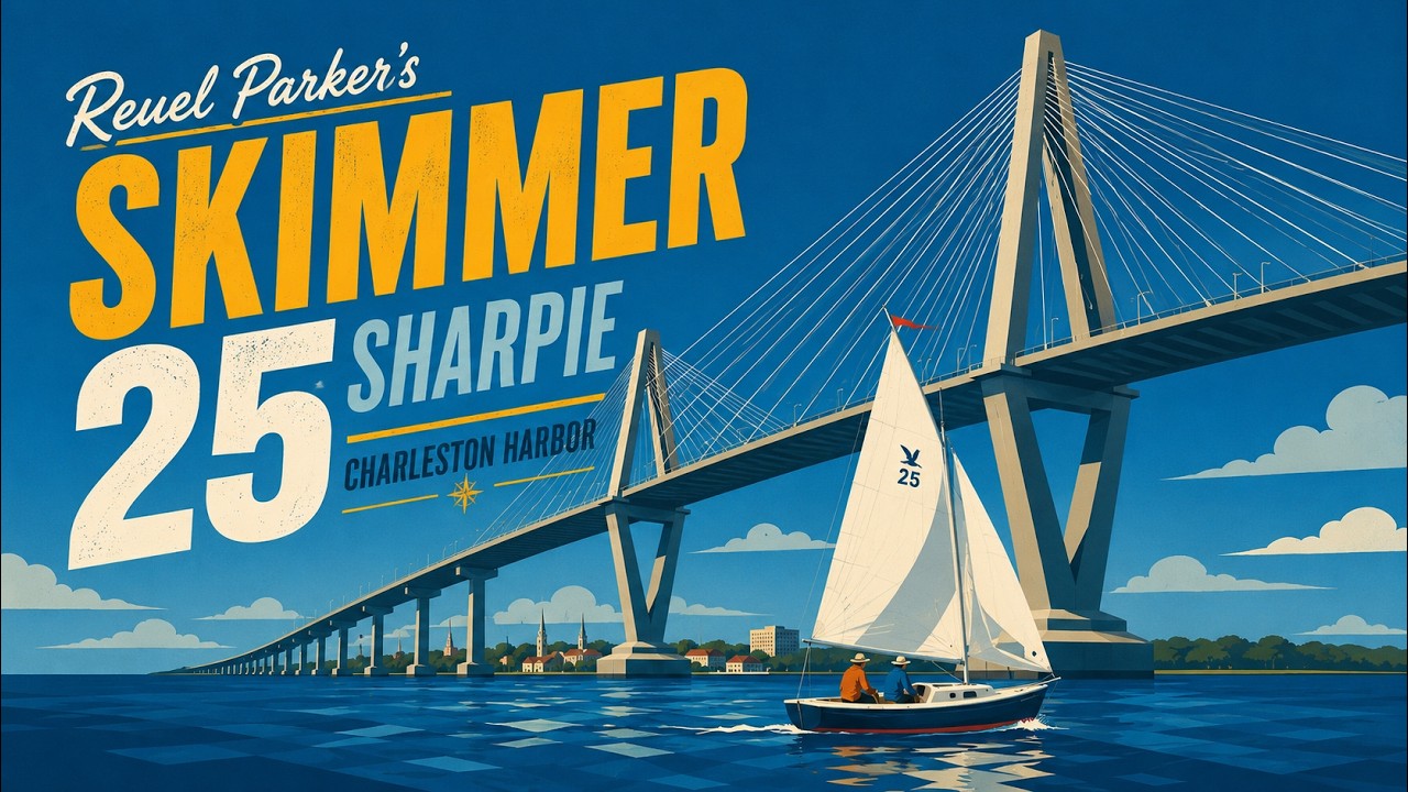 BLACKBIRD, a Reuel Parker Skimmer 25, on Charleston Harbor