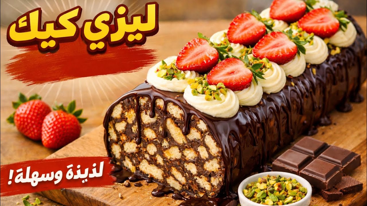 ليزي كيك لذيذ مع صوص شوكولا: سهل ولذيذ! 🍓🍫