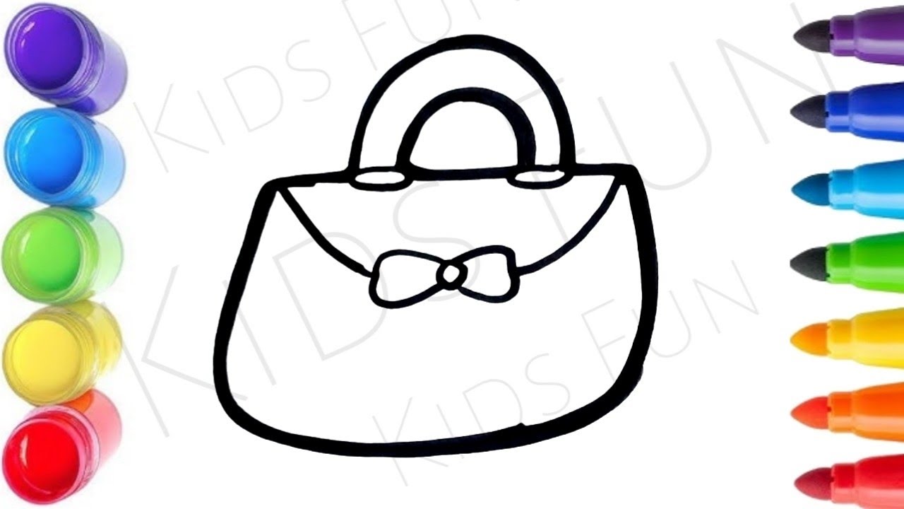 How To Draw cute purse Drawing, Painting & Coloring For Kids and Toddlers,16