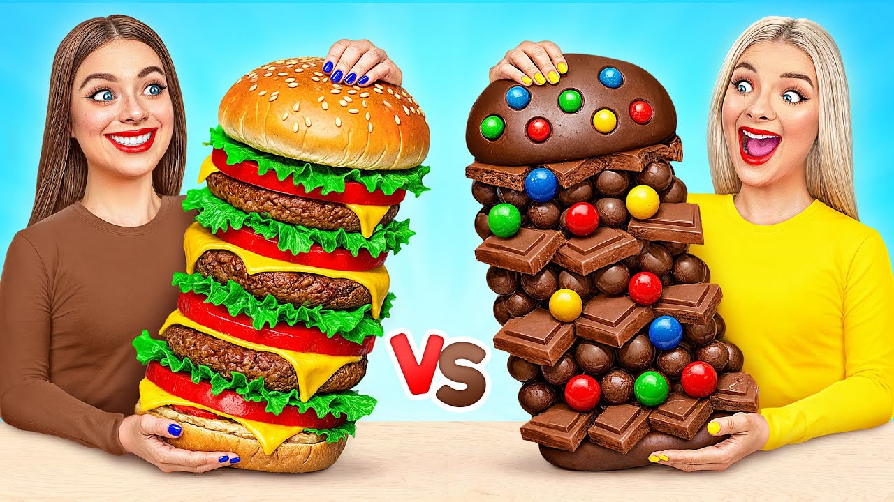 Челлендж. Шоколадная Еда vs Настоящая еда | Забавные Кухонные Лайфхаки от Choco DO