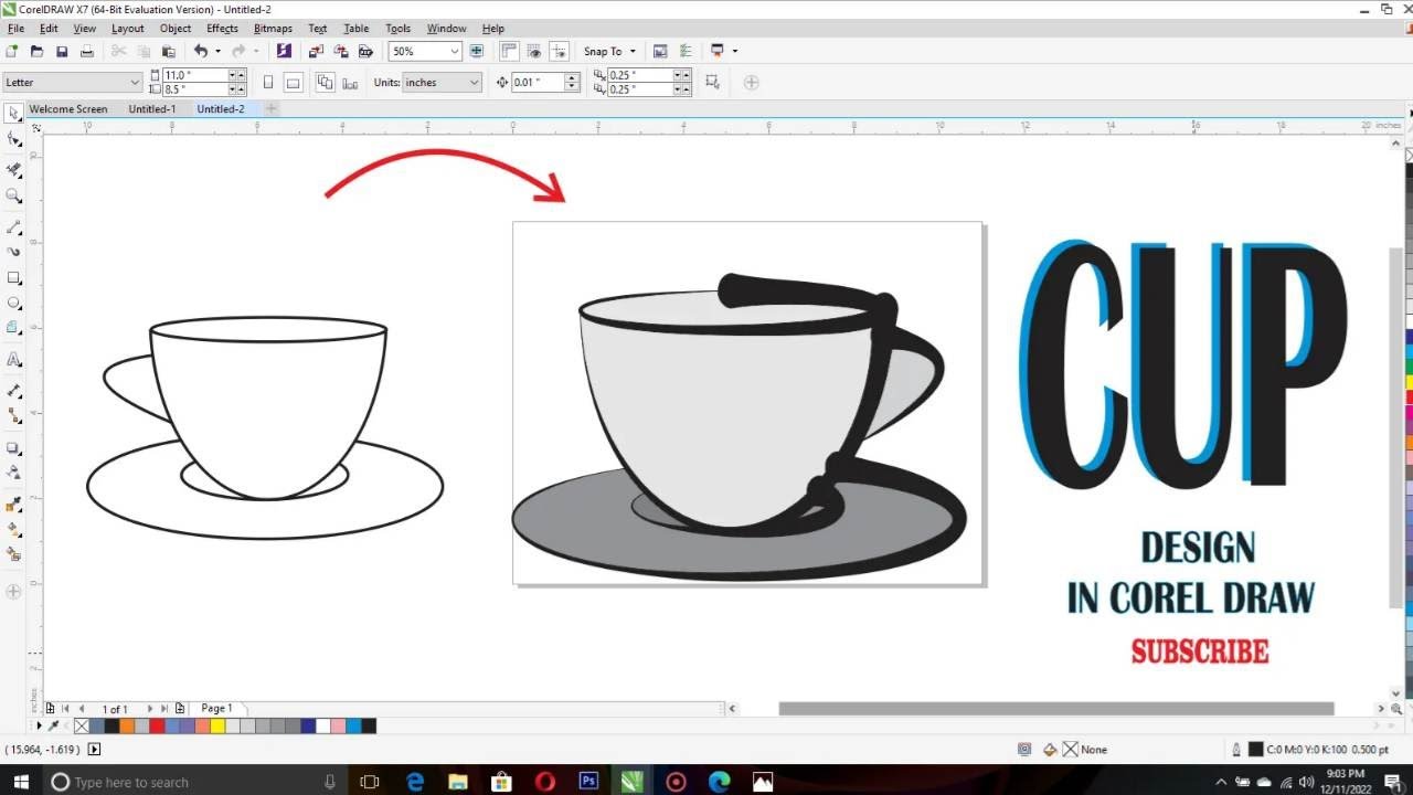 Cup Design tutorial how to make cup in corelDraw/ CorelDraw me mug kaise banayi