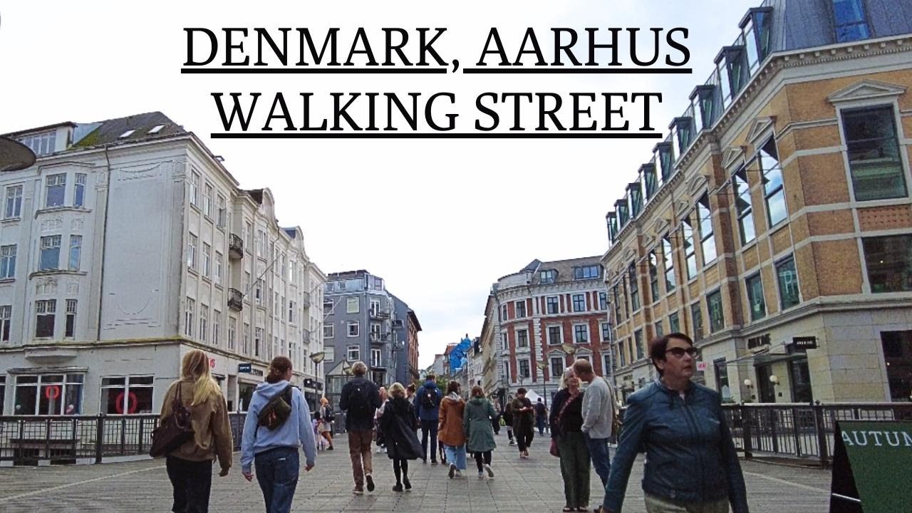 Denmark Walking Tour, Aarhus City Walking Street - Scandinavian City Life During Summer