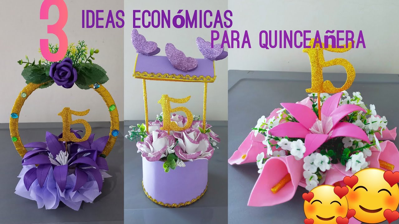 3 IDEAS ECONÓMICAS DE CENTROS DE MESA PARA QUINCEAÑERA #diy #centerpieces #quincenera #2024