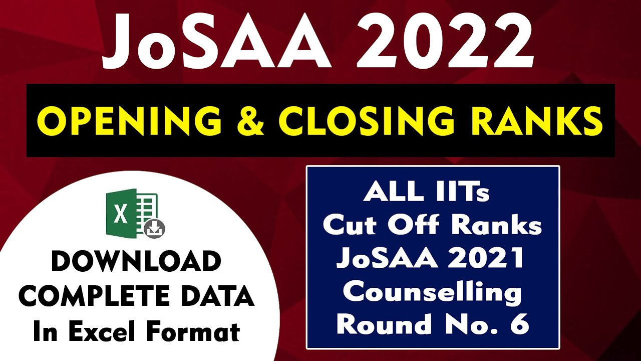 JoSAA 2022 Counselling - IIT Cut Off Ranks | Closing Ranks of JoSAA 2021 Counselling Round No. 6