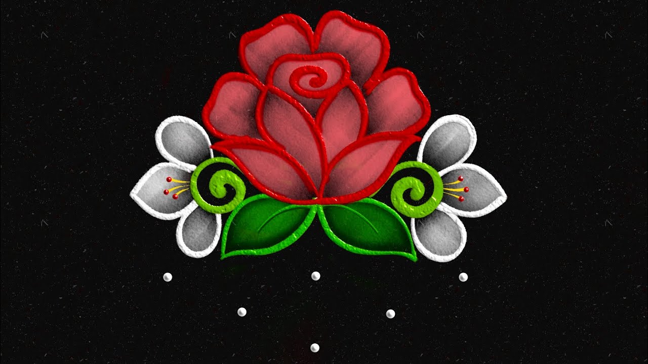 Amazing 5-3 dots 2024 NEW YEAR Rangoli🌷| Easy & Simple Margazhi kolam |Flower muggulu | Rose kolam