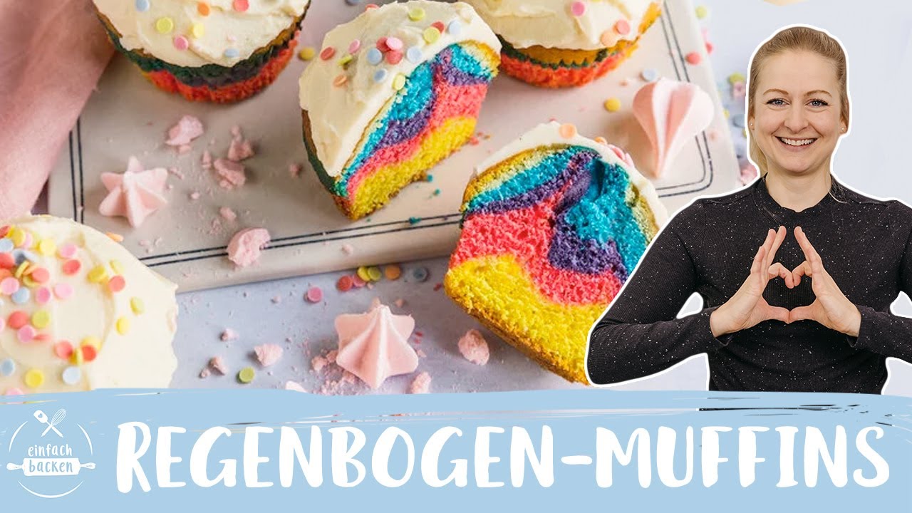 Regenbogen-Muffins | Papageien Muffins | Rainbow Cupkaes Rezept 😊🌈🧁 I Einfach Backen