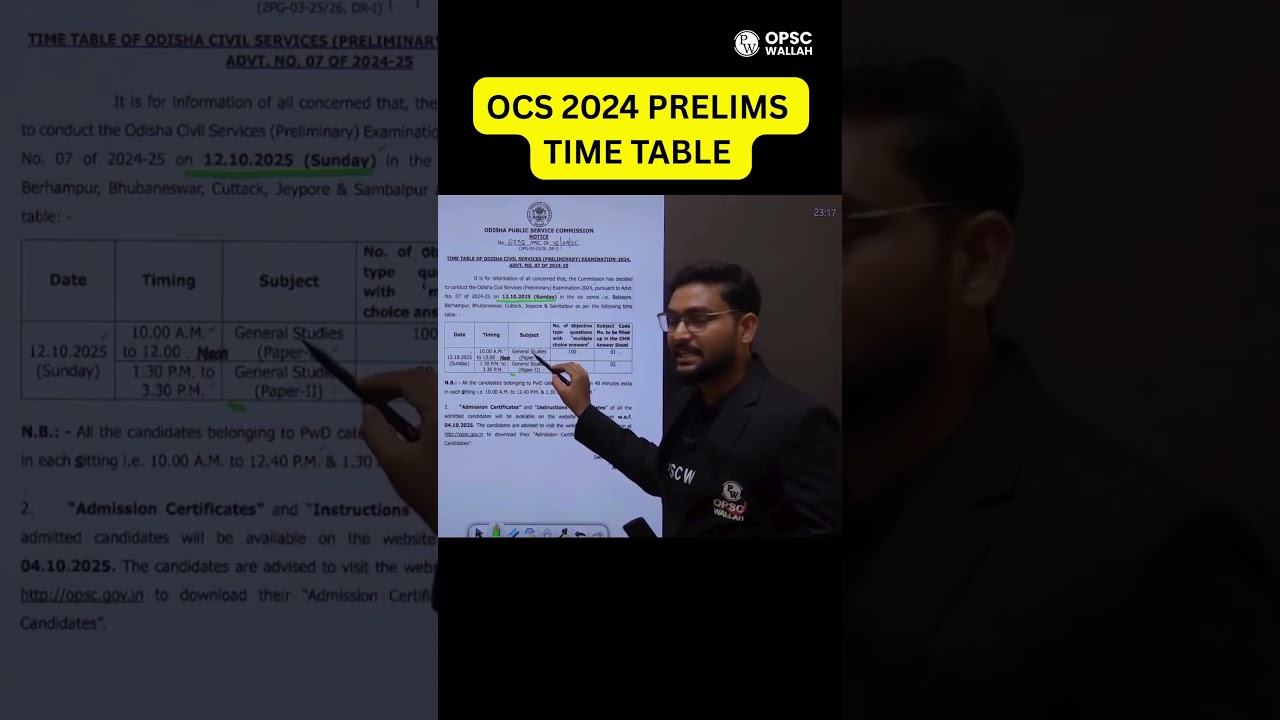 OPSC OCS 2024 Prelims Time Table Released | Exam on 12 October 2025 | OCS 2024 Time Table & Dates