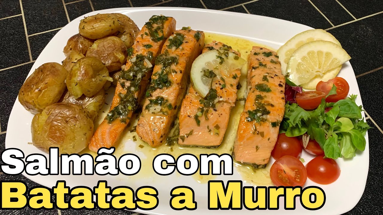 Salmão com batatas a murro - com molho de manteiga e limão!