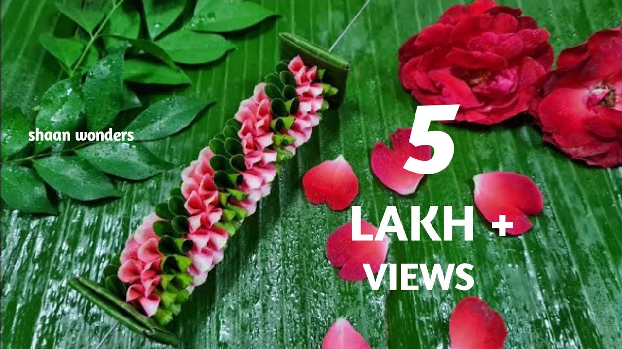 Rose petals & leaves garland for hair/GARLAND making idea for BRIDAL/rose and leaves BRIDAL GARLAND